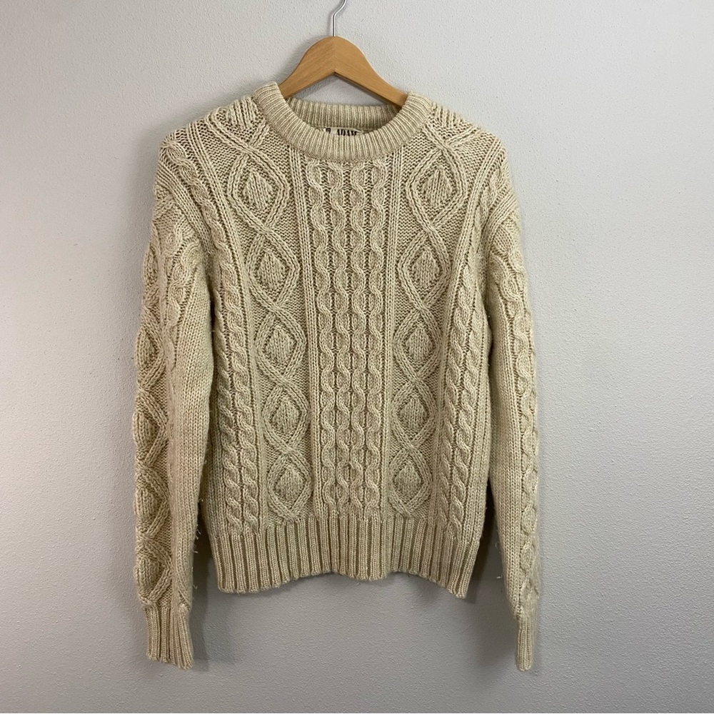 Adam Sloan Vintage Knit Bermuda Chunky Knit Beige Crewneck Sweater Womens Medium
